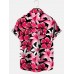 Men's Resort Pink Hibiscus Lily Short Sleeve Shirt