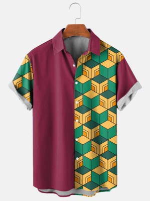 Men's Anime Print Casual Short Sleeve Shirt