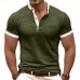 Men's Casual Colorblock Cotton Henley Collar Patch Pocket Slim Fit Short Sleeve T-Shirt MTA0647E5M