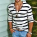 Men's Casual Striped Henley Collar Cotton Blend Long Sleeve T-Shirt 74002086Y