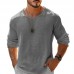 【24-hour shipping out】Men's Casual Cotton Linen Round Neck Loose Long Sleeve T-Shirt MTA1461C1M
