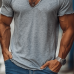 Men's Summer Casual Heathered Cotton Blended V-Neck Raw Edge Short Sleeve T-Shirt MTA0229G9K