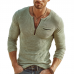 Men's Urban Light Green Zip-neck High-stretch Slim-fit Ribbed Knit Long-sleeved T-shirt MTZ2159A8U
