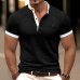 Men's Casual Colorblock Cotton Henley Collar Patch Pocket Slim Fit Short Sleeve T-Shirt MTA0647E5M