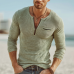 Men's Urban Light Green Zip-neck High-stretch Slim-fit Ribbed Knit Long-sleeved T-shirt MTZ2159A8U