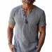 Men's Casual Waffle Henley Neck Slim Fit Short Sleeve T-Shirt 10629017M