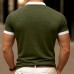 Men's Casual Colorblock Cotton Henley Collar Patch Pocket Slim Fit Short Sleeve T-Shirt MTA0647E5M