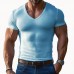 【24-hour shipping out】Men's Solid Color V-neck Short-sleeved T-shirt 97583947X