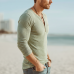 Men's Urban Light Green Zip-neck High-stretch Slim-fit Ribbed Knit Long-sleeved T-shirt MTZ2159A8U