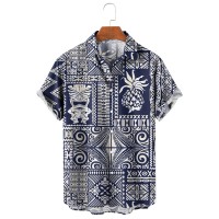 Men's Hawaiian Style Tribal Logo Element Short Sleeve Shirt