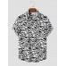 Mens Zebra Skin Chest Pocket Front Buttons Shirts